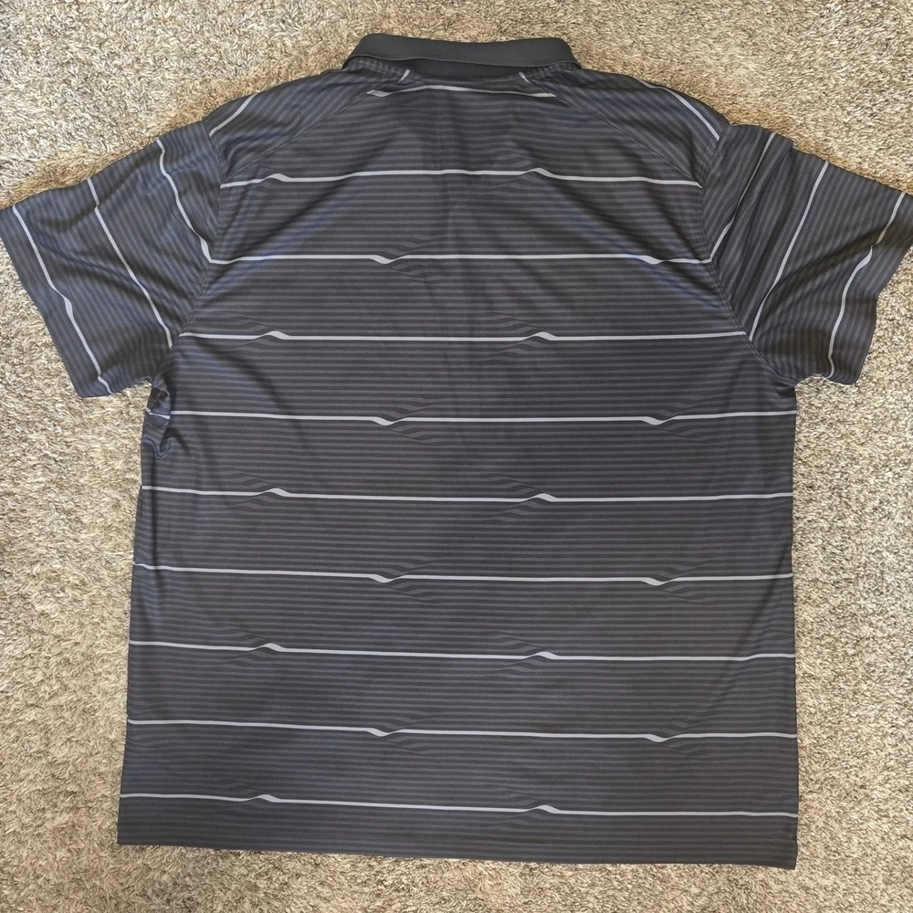 Nike Men's Black & Gray Striped Polo Shirt XXL
